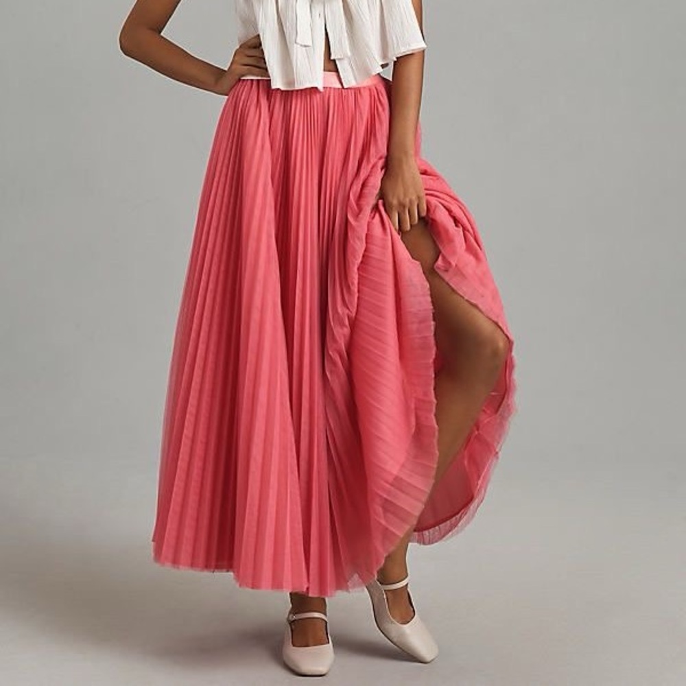 Anthropologie Hutch Pleated Tulle Midi Skirt - Picture 7 of 15